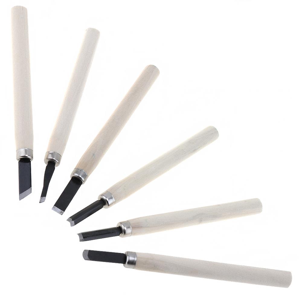 6 Piece Wood Carving Hand Chisel Tool Set Professional Woodworking Gouges Steel