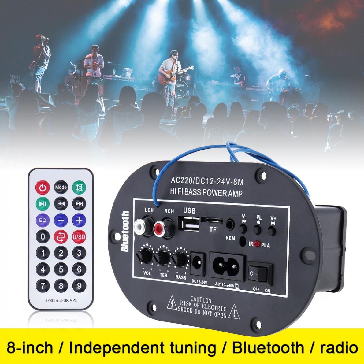 8/'/' Car Bluetooth HiFi AMP Stereo Amplifier FM Radio SD USB TF MP3 Player Remote